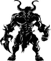 AI generated Silhouette Minotaur the Mythical Creature black color only vector