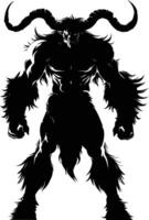 AI generated Silhouette Minotaur the Mythical Creature black color only vector