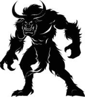 AI generated Silhouette Minotaur the Mythical Creature black color only vector