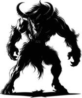 AI generated Silhouette Minotaur the Mythical Creature black color only vector