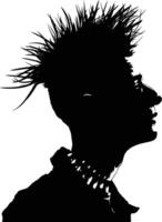 AI generated Silhouette punk man head skin head black color only full body vector