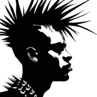 ai generado silueta punk hombre cabeza piel cabeza negro color solamente lleno cuerpo vector