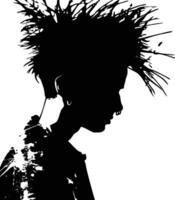 AI generated Silhouette punk man head skin head black color only full body vector