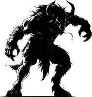 AI generated Silhouette Minotaur the Mythical Creature black color only vector