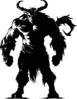 AI generated Silhouette Minotaur the Mythical Creature black color only vector