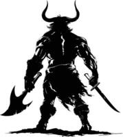 AI generated Silhouette Minotaur the Mythical Creature black color only vector