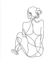 AI generated aesthetic woman with continuous line art style black color only vector