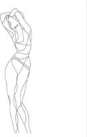 AI generated aesthetic woman with continuous line art style black color only vector