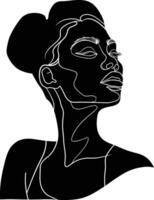 AI generated aesthetic woman with continuous line art style black color only vector