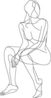 AI generated aesthetic woman with continuous line art style black color only vector