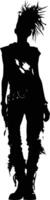 AI generated Silhouette punk lady woman skin head black color only full body vector