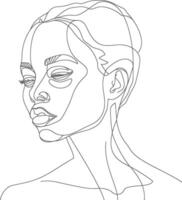 AI generated aesthetic woman with continuous line art style black color only vector