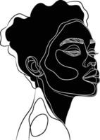 AI generated aesthetic woman with continuous line art style black color only vector