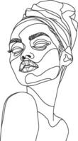 AI generated aesthetic woman with continuous line art style black color only vector