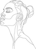 AI generated aesthetic woman with continuous line art style black color only vector