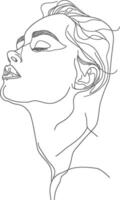 AI generated aesthetic woman with continuous line art style black color only vector