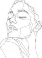 AI generated aesthetic woman with continuous line art style black color only vector