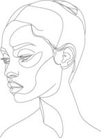 AI generated aesthetic woman with continuous line art style black color only vector