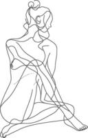 AI generated aesthetic woman with continuous line art style black color only vector