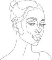 AI generated aesthetic woman with continuous line art style black color only vector