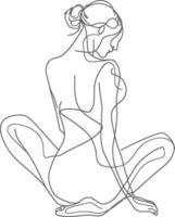 AI generated aesthetic woman with continuous line art style black color only vector