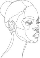 AI generated aesthetic woman with continuous line art style black color only vector