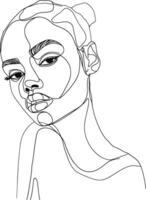 AI generated aesthetic woman with continuous line art style black color only vector