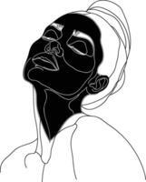 AI generated aesthetic woman with continuous line art style black color only vector