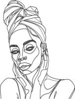 AI generated aesthetic woman with continuous line art style black color only vector