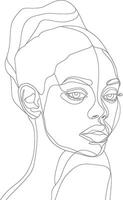 AI generated aesthetic woman with continuous line art style black color only vector