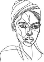 AI generated aesthetic woman with continuous line art style black color only vector