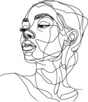 AI generated aesthetic woman with continuous line art style black color only vector