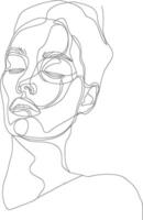 AI generated aesthetic woman with continuous line art style black color only vector