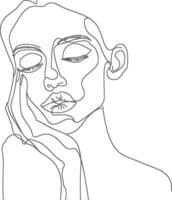 AI generated aesthetic woman with continuous line art style black color only vector