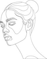 AI generated aesthetic woman with continuous line art style black color only vector