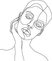 AI generated aesthetic woman with continuous line art style black color only vector