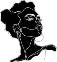 AI generated aesthetic woman with continuous line art style black color only vector