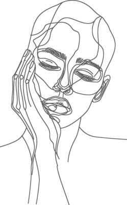 AI generated aesthetic woman with continuous line art style black color only