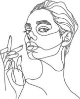 AI generated aesthetic woman with continuous line art style black color only vector