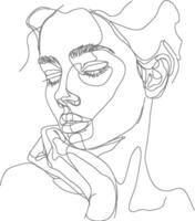 AI generated aesthetic woman with continuous line art style black color only vector