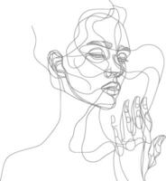 AI generated aesthetic woman with continuous line art style black color only vector