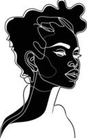 AI generated aesthetic woman with continuous line art style black color only vector