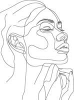 AI generated aesthetic woman with continuous line art style black color only vector