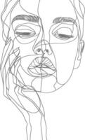 AI generated aesthetic woman with continuous line art style black color only vector