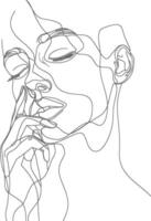 AI generated aesthetic woman with continuous line art style black color only vector