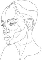 AI generated aesthetic woman with continuous line art style black color only vector