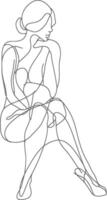 AI generated aesthetic woman with continuous line art style black color only vector