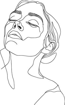 AI generated aesthetic woman with continuous line art style black color only