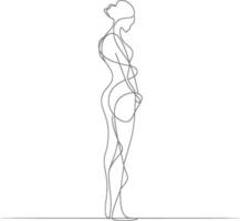 AI generated aesthetic woman with continuous line art style black color only vector