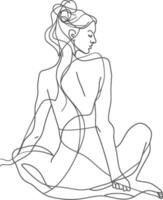 AI generated aesthetic woman with continuous line art style black color only vector